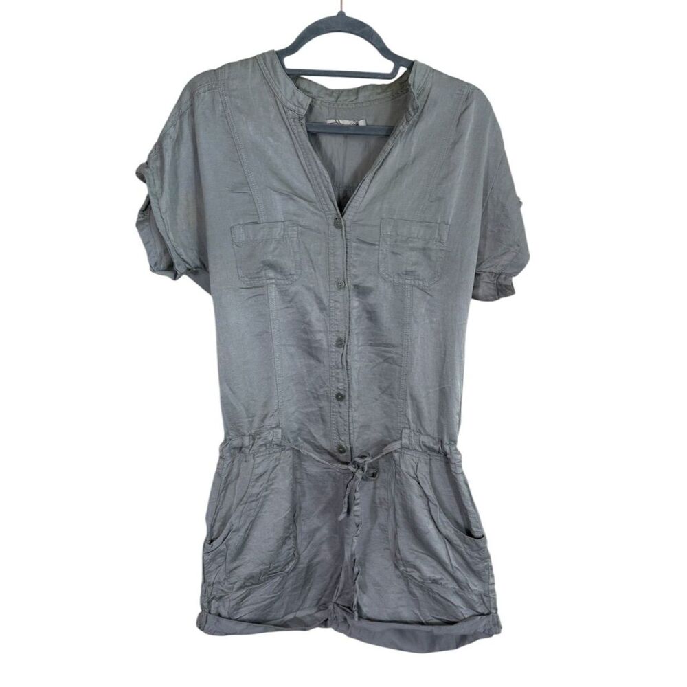 Zara TRF Gray Silk Cotton Blend Romper Size M
